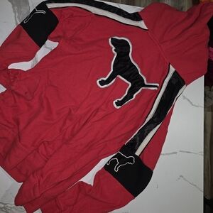 PINK Victoria's Secret Heavy Duty Red Hoodie with Black Accents